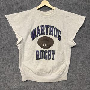Vintage Champion Reverse Weave Warthog Rugby Crewneck L Sleeveless Cut Off Rare